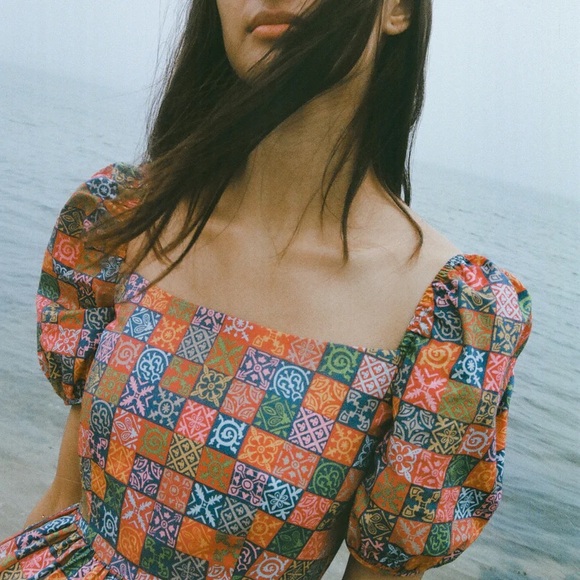 Coco Shop Short-Sleeve Maxi Dress in Navy Checkerboard - Picture 9 of 9